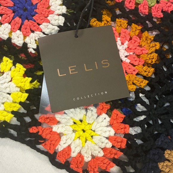 LE LIS Crochet Granny Square Crop Tank Top Boho Festival Patchwork Cottage Large - Picture 3 of 8